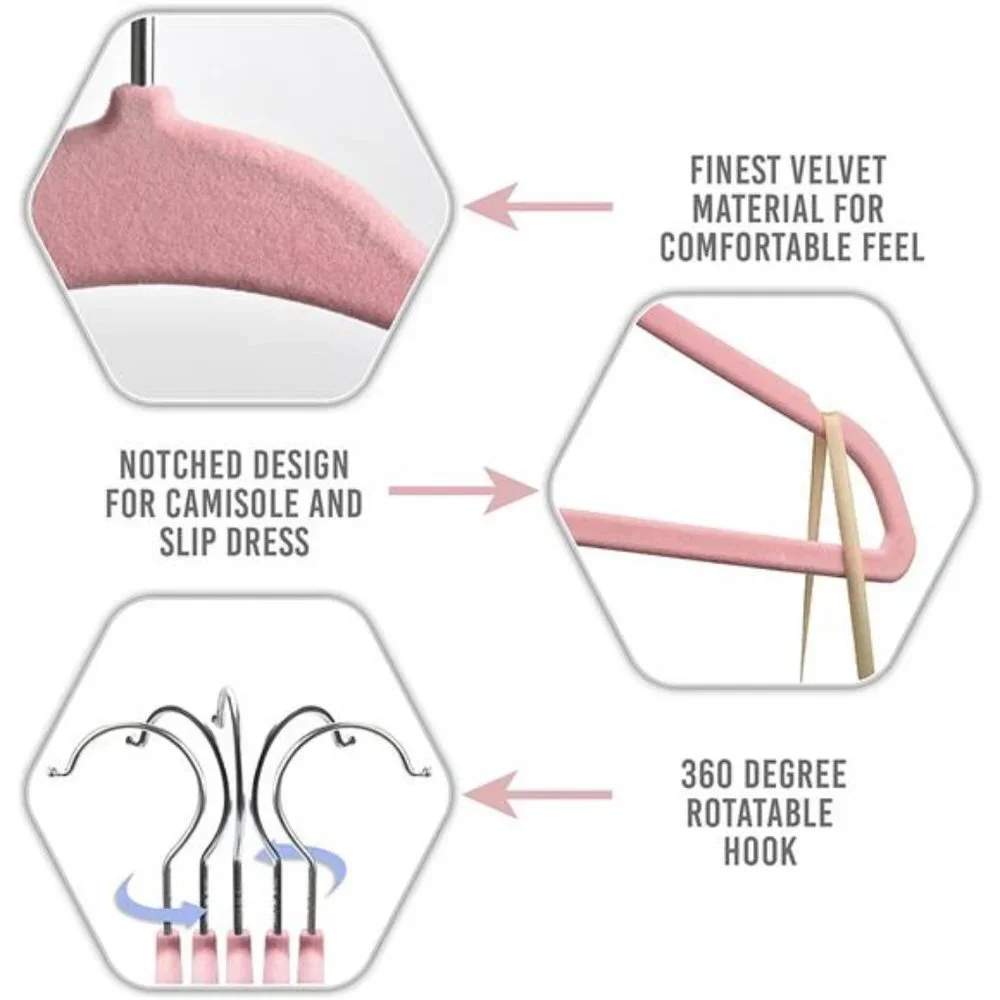 Pack of 20 Baby Hangers for Closet Velvet Pink